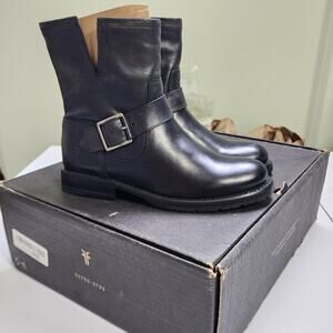 Frye Womens Veronica Ankle Boot Size 5.5 Black Leather Bootie Pull On Moto Biker